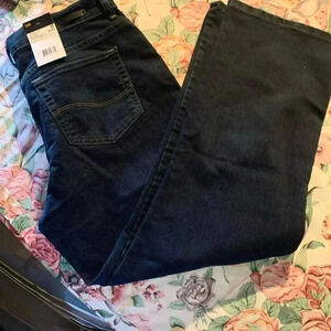 NWT Lee Women’s Petite  Black Jeans Size 12 P  With Wide Leg